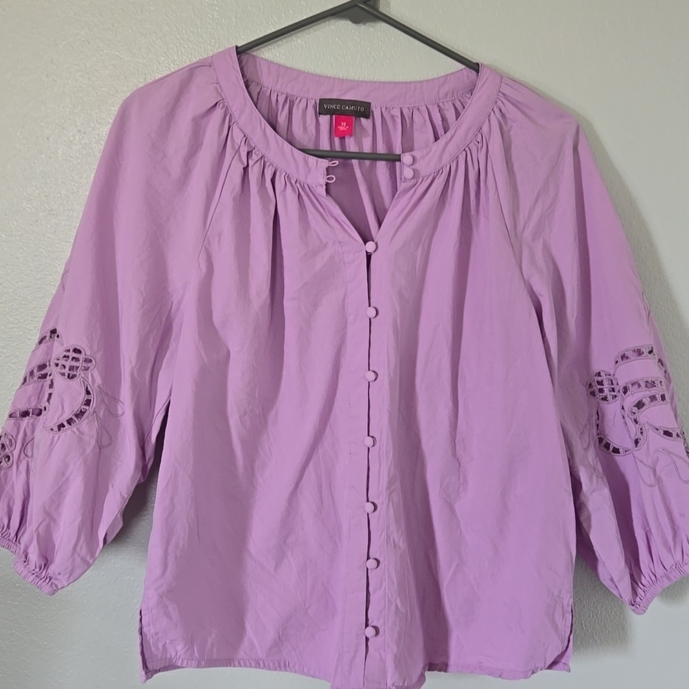 Vince Camuto | Lilac Cotton Blouse Size XS